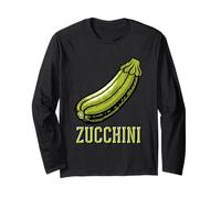 Vintage Green Zucchini Illustration Design Long Sleeve T-Shirt