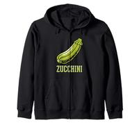 Vintage Green Zucchini Illustration Design Zip Hoodie