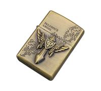 Vintage Grinding Wheel Lighters with Wings Windproof Reusable Kerosene Soft Flame Wheel Flint Lighters for Dad Husband (B)