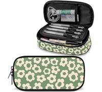 Vintage Groovy Flowers Large Pencil Pouch Big Capacity Cute Pencil Case for Girls Boys Teen Women Men Adult, Portable Kids Pencil Bag with Zipper, Stationery Storage Pen Bag for School Supplies Office