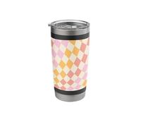 Vintage Groovy Pastel Chessboard Pattern 60s 70s 80s Retro Stainless Steel Insulated Tumbler