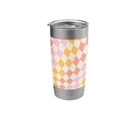 Vintage Groovy Pastel Chessboard Pattern 60s 70s 80s Retro Stainless Steel Insulated Tumbler