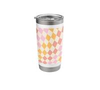 Vintage Groovy Pastel Chessboard Pattern 60s 70s 80s Retro Stainless Steel Insulated Tumbler