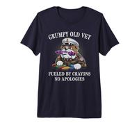 Vintage Grumpy Old Vet Crayons Fueled NO Apologies DD-214 Premium T-Shirt