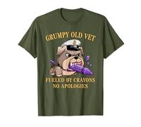 Vintage Grumpy Old Vet Crayons Fueled NO Apologies DD-214 T-Shirt