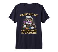 Vintage Grumpy Old Vet Crayons ONLY NO Apologies Officer Premium T-Shirt