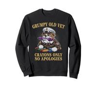 Vintage GRUMPY OLD VET CRAYONS ONLY NO APOLOGIES Officer Sweatshirt