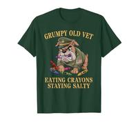 Vintage Grumpy Old Vet EAT Crayons Salty Voluntold Proud T-Shirt