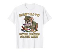 Vintage Grumpy Old Vet EAT Crayons Salty Voluntold Proud Value Graphic T-Shirt, Men, White, S