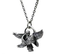 Vintage Guardian Angel Wings Necklace, Prayer with Wings Pendant Necklace, Catholic Protection Pendant Antique Silver Chain Gothic Patron Saint Jewelry for Women (style A)