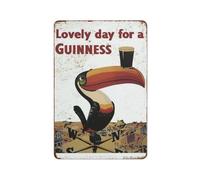 Vintage Guinness 'Lovely Day' Toucan Advertisement with Beer Glass Metal Wall Decorative Tin Sign for Shops and Bars 8×12 Inch, 2D Flat