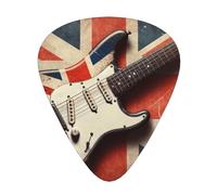 Vintage-Guitar-British-Flag 12 Pack Guitar Picks With 3 Thicknesses And Storage Box, Abs Plectrums For Electric Bass Guitar Players