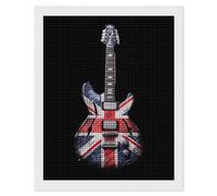 Vintage Guitar British Jack Union Flag Diamond Painting Kit for Adults Full Drill Square Diamond Wall Art Pictures Decor 16"x20"