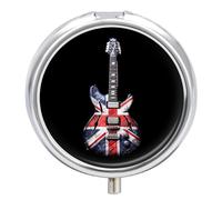 Vintage Guitar British Jack Union Flag Pill Box 3 Compartment Small Portable Medicine Case Pill Organizer for Pocket Purse