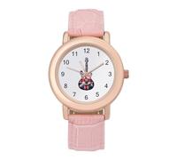 Vintage Guitar British Jack Union Flag Womens Elegant Watch Analogue Quartz Watch Leather Band Wristwatch
