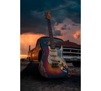 Vintage Guitar Composition Notebook: Retro Rockabilly Electric Guitar Journal with Classic Car Art | 130 College-Ruled Pages with Margin | 6 x 9 Glossy Cover for Musicians, Songwriters and Guitar Fans