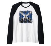 Vintage Guitar Scottish Flag Rock Guitarist Raglan Baseball Tee