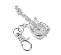 Vintage Guitar Shaped Quartz Pocket Watch Keyring and Key Organizer | Retro Musical Design for Commuters and Collectors, Fits Handbags and Lanyards, for Nursing School and On-the-checks