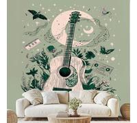 Vintage Guitar Tape Wall Mural Music Note Moon Star Peel and Stick Photo Wallpaper 150x100 cm Nature Plant Bird Non-Woven Wall Stickers for Bedroom Living Room Poster Decoration wa14k