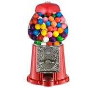 Vintage Gumball Machine - 11-Inch Retro-Style Coin-Operated Cast Metal Vending Machine with Glass Globe and Free Spin by Great Northern Popcorn (Red)