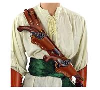 Vintage Gun Bag,Medieval Pirate Flintlock Holster Triple Threat Pistol Holder With Adjustable Shoulder Strap For Cosplay, Halloween Party Costumes Accessories(Color:Brown)