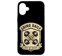 Vintage Gym Quote Grind Daily Powerlifting Workout Graphic Case for iPhone 16 Plus