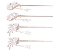 Vintage Hair Chopsticks 4pcs Alloy Resin Flower Motif White