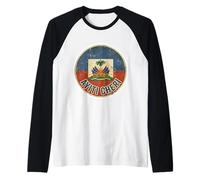 Vintage Haiti Flag Day Ayiti Cheri Proud Haitian Distressed Raglan Baseball Tee