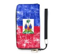 Vintage Haiti Flag Slim Wallet for Women Long Purse Cute Clutch Wristlet Handbag Card Holders