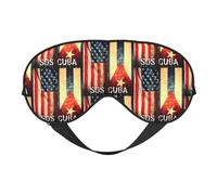 Vintage Half American Cuban Flag SOS Cuba Eye Mask Sleep Mask Light BlockBlindfold Night Eyes Cover Soft Pressure-Free Eyeshade with Elastic Strap for Home Travel Office Nap Yoga