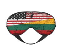 Vintage Half American Half Lithuanian Flag Eye Mask Sleep Mask Light BlockBlindfold Night Eyes Cover Soft Pressure-Free Eyeshade with Elastic Strap for Home Travel Office Nap Yoga