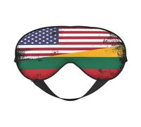 Vintage Half American Half Lithuanian Flag Eye Mask Sleep Mask Light BlockBlindfold Night Eyes Cover Soft Pressure-Free Eyeshade with Elastic Strap for Home Travel Office Nap Yoga