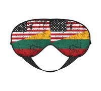 Vintage Half American Half Lithuanian Flag Eye Mask Sleep Mask Light BlockBlindfold Night Eyes Cover Soft Pressure-Free Eyeshade with Elastic Strap for Home Travel Office Nap Yoga