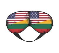 Vintage Half American Half Lithuanian Flag Eye Mask Sleep Mask Light BlockBlindfold Night Eyes Cover Soft Pressure-Free Eyeshade with Elastic Strap for Home Travel Office Nap Yoga