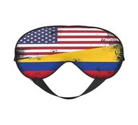 Vintage Half Colombian Colombia Half American Flag Eye Mask Sleep Mask Light BlockBlindfold Night Eyes Cover Soft Pressure-Free Eyeshade with Elastic Strap for Travel Office Nap Yoga
