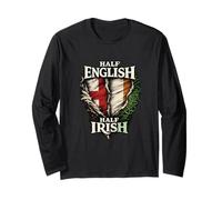 Vintage Half English Half Irish Flag Heritage Long Sleeve T-Shirt