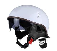 Vintage Half Face Helmet for Motorcycles, DOT ECE Certified Open Face Helmet with Built-in Sun Visor, Quick Release Buckle for Adults Men Women Scooter(H,XL=(61~62cm))