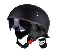 Vintage Half Face Helmet for Motorcycles, DOT ECE Certified Open Face Helmet with Built-in Sun Visor, Quick Release Buckle for Adults Men Women Scooter(I,XXL(63~64cm))