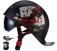 Vintage Half Hel-Met Baseball Cap German Style Motorbike Hel-Met Half Skull Cap Cool Open-Face, DOT Approved Low Profile Moped Cruiser Scooter Hel-Met A4,L/(58~60cm)