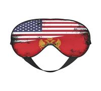 Vintage Half Montenegrin American Flag Eye Mask Sleep Mask Light BlockBlindfold Night Eyes Cover Soft Pressure-Free Eyeshade with Elastic Strap for Home Travel Office Nap Yoga