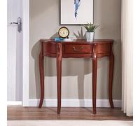 Vintage Half-Moon Console Table with Drawer, Decorative Entryway Table for Hallway, Living Room, Bedroom, Foyer, Stair Corner