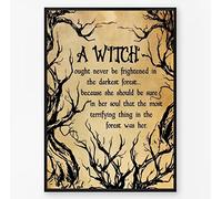 Vintage Halloween A Witch Witch Wall Art Decor, Magic Witch Gift Metal Tin Signage The Gift for Friends Family Entertainment Sign Metal Tin Sign 8x12 Inch