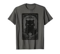 Vintage Halloween Black Cat The Hermit Tarot Card Witchcraft T-Shirt