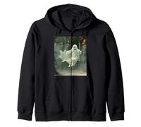 Vintage Halloween Costume Ghost Swing In The Forest Zip Hoodie