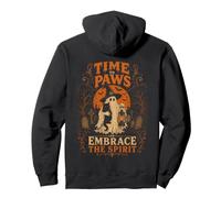 Vintage Halloween Ghost Holding Black Cat Embrace the Spirit Pullover Hoodie