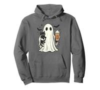 Vintage Halloween Ghost Holding Black Cat Pumpkin Spice Pullover Hoodie