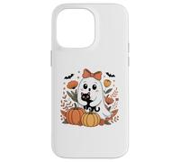Vintage Halloween Ghost Holding Cat Groovy Flora Women Kids Case for iPhone 14 Pro Max
