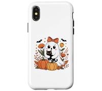 Vintage Halloween Ghost Holding Cat Groovy Flora Women Kids Case for iPhone X/XS