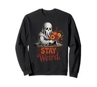 Vintage Halloween Ghost with Flowers Stay Weird Sweatshirt