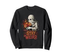Vintage Halloween Ghost with Flowers Stay Weird Sweatshirt